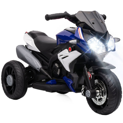 Moto électrique enfants 3 roues 6 V, voiture électrique enfants 3 à 5 ans, effets lumineux et sonores, 86x42x52cm, bleu