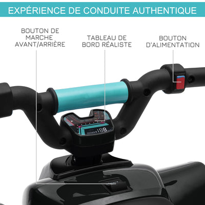 Quad électrique pour enfants 18-36 mois véhicule à batterie 6V avec marche avant et arrière 72 x 40 x 45,5 cm noir
