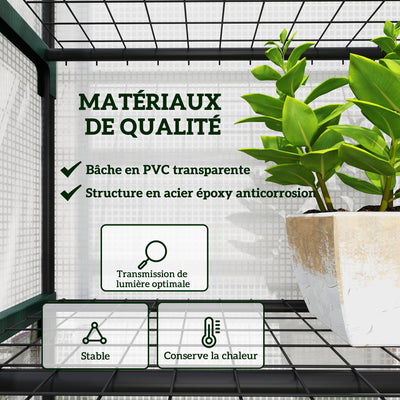 Serre de jardin balcon étagère serre 5 niveaux 0,69 x 0,49 x 1,93 m acier bâche amovible PE blanc