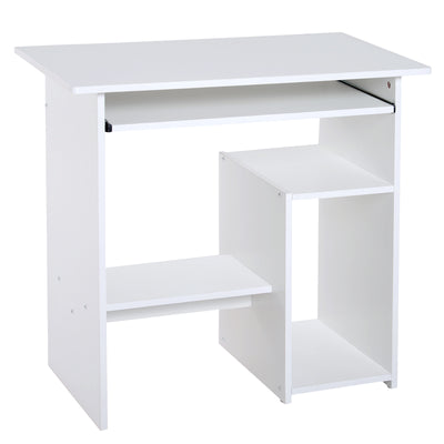 Bureau d'ordinateur, bureau avec rangement, plateau pour clavier et support de moniteur, 80 x 45 x 75 cm, blanc
