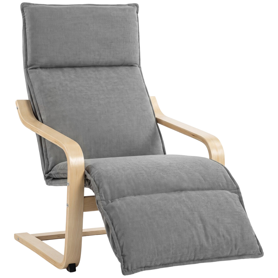 Fauteuil Salon, Fauteuil d'Appoint Rembourré en Lin avec Repose-Pieds, Assise Large, Bascule Douce, Dossier Haut, Gris Aosom
