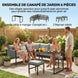 Salon de Jardin Canapé d'Angle Extérieur 6 Pièces Coussins 10cm Table Haute et 2 Repose-pieds Gris Aosom