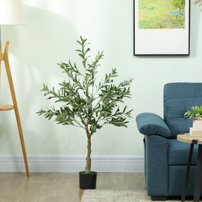 Olivier artificiel 120 cm plante artificielle intérieur, fausse plante décoration pour maison, bureau, salon, chambre