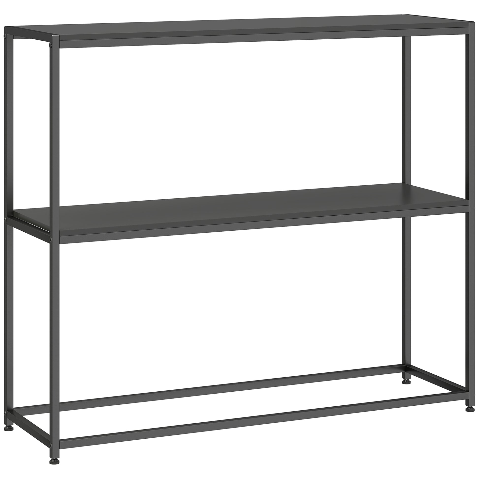 Table Console en Acier 2 Étagères Design Moderne pour Salon Entrée Couloir 100 x 30 x 87 cm Noir