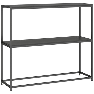 Table Console en Acier 2 Étagères Design Moderne pour Salon Entrée Couloir 100 x 30 x 87 cm Noir