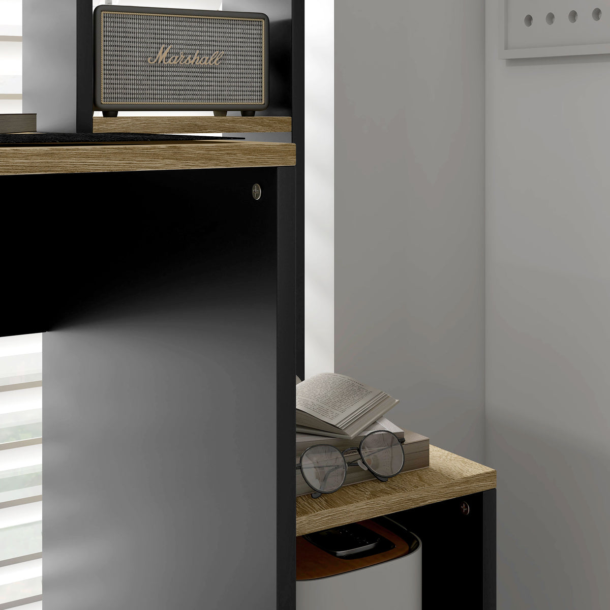 Bureau multi-rangements avec étagères, support pour unité centrale, grand bureau, 114L x 45l x 138H cm