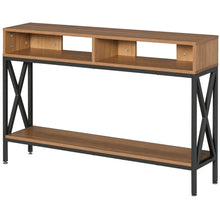 Table Console Table d'Entrée Industriel Multi-rangements 120 x 23,5 x 75 cm Bois Noyer