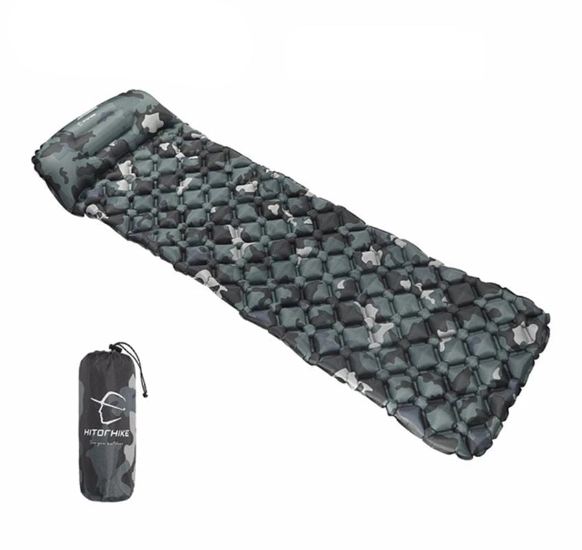 NNEOBA Outdoor Sleeping Pad Camping Inflatable Mattress with Pillows Travel Mat Folding Bed Ultralight Air Cushion Hiking Trekking