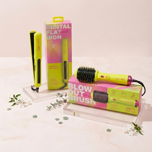 ALMOST FAMOUS California Collection Duo | Digital Flat Iron + 4-in-1 Volumizing Blowout Brush & Dryer