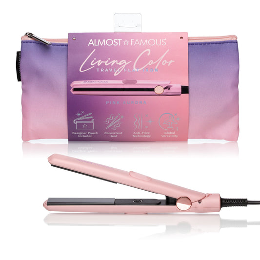 ALMOST FAMOUS "Glow & Go" Travel Beauty Set | Mini Flat Iron, Cryo Facial Globes & LED Brow Trimmer