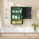 Armoire murale de salle de bain avec porte à lattes, étagère réglable et compartiment ouvert, 40x20x60cm, noir Aosom