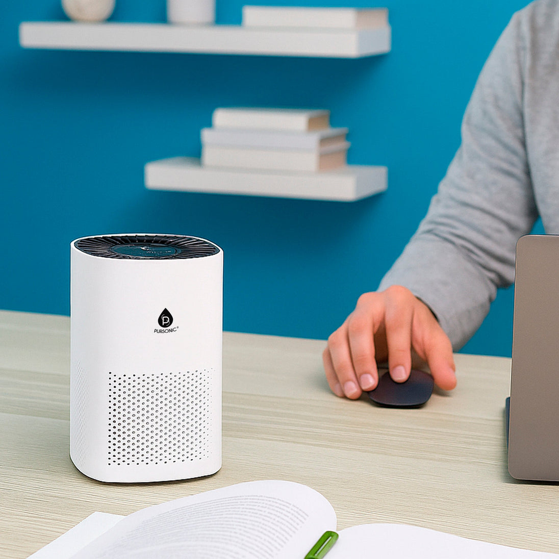 Pursonic Purify & Relax Home Wellness Bundle - True HEPA Air Purifier & 6 Pack of 100% Pure Essential Oils Blends Pursonic