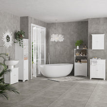 Meuble de Rangement Salle de Bain - 2 Portes, tiroir, 3 étagères - dim. 60L x 33l x 122H cm - MDF Blanc