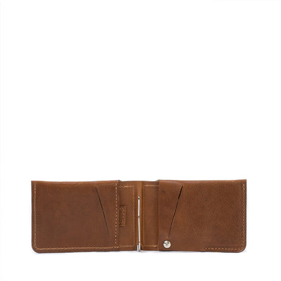 Leather Wallet with Money Clip for AirTag