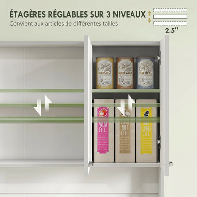 Buffet de cuisine armoire de cuisine contemporaine multi-rangements 6 portes 1 tiroir + grand plateau