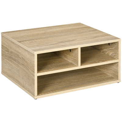 Organiseur bureau aspect bois avec 3 compartiments fournitures support d'imprimante dim. 47L x 40l x 22,5H cm