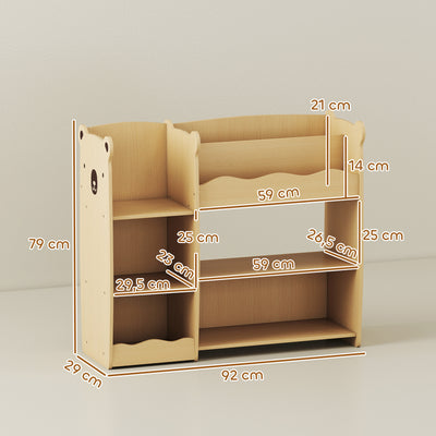 Meuble rangement enfant 3 niveaux, étagère de rangement pour jouets enfants avec étagères ouvertes, 92x29x79cm, naturel