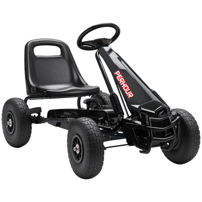 Kart à pédales Go-Kart pour enfants siège réglable pneus EVA embrayage manuel et frein 110 x 61 x 62 cm noir