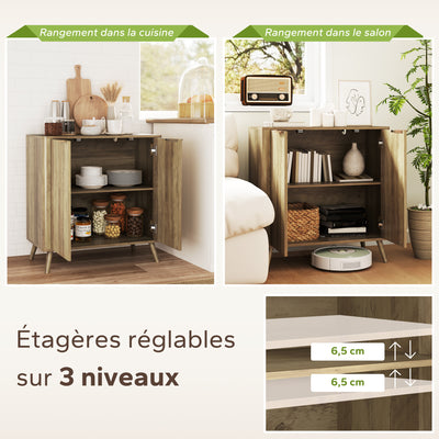 Buffet salon meuble de rangement avec placard à 2 portes et étagère réglable, 77 x 40 x 81 cm, aspect bois