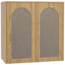 Armoire murale de salle de bain bohème avec 2 portes effet rotin à fermeture douce et étagère réglable, chêne