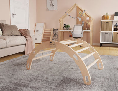 MAMOI® Indoor climbing frame for toddlers, Wooden baby gym, Play gym rocker toys made of wood for toddler, Rockers montessori climbing frame age 1-3