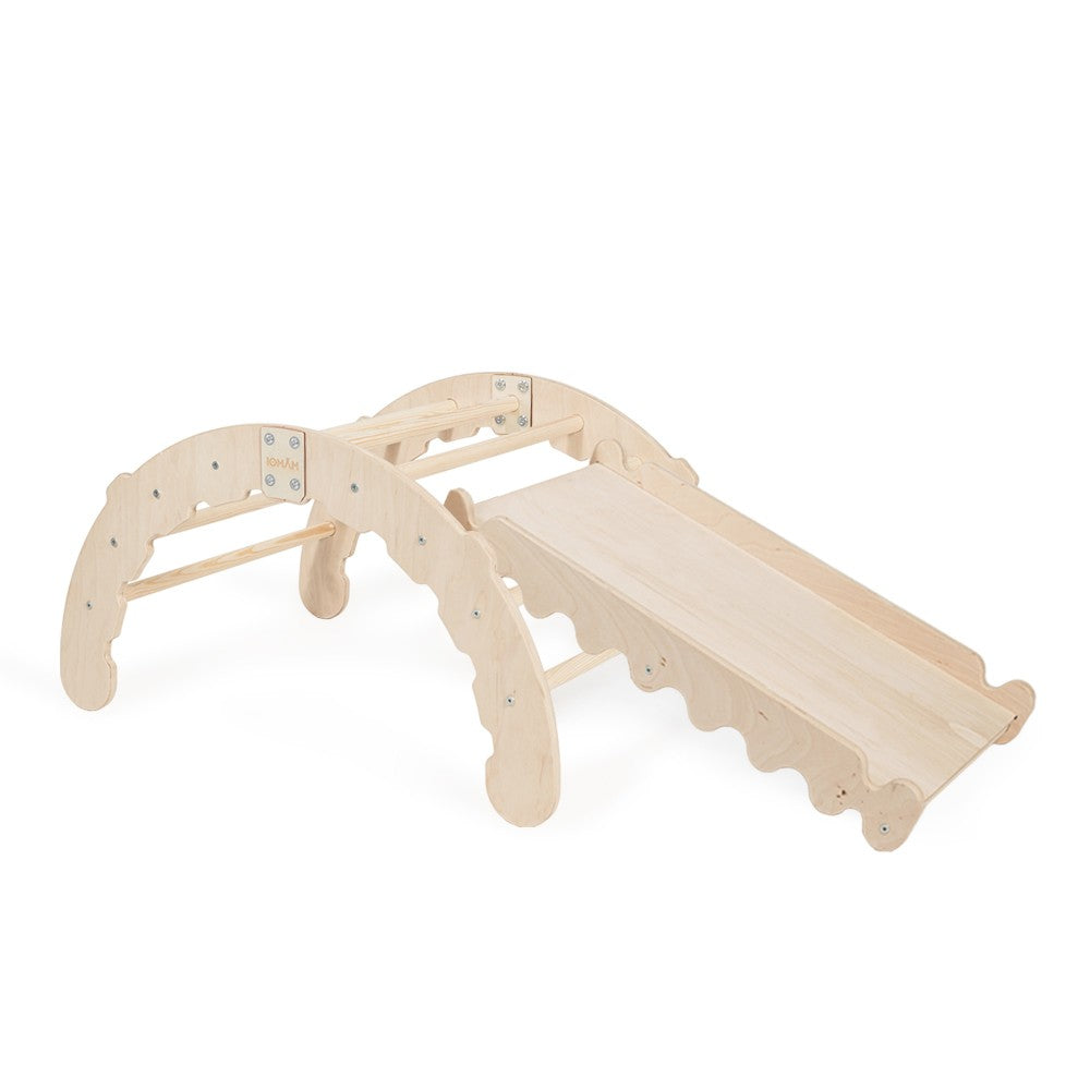 MAMOI® Indoor climbing frame for toddlers, Wooden baby gym with slide, Play gym rocker toys made of wood for toddler, Rockers montessori climbing frame age 1-3