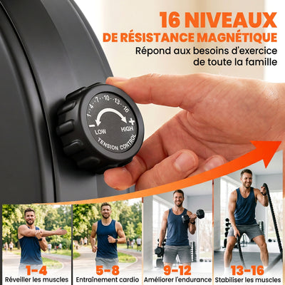 Rameur Musculation d'Appartement 16 Niveaux de Résistance, App, Écran LCD, Support de Tablette, 180x50x75cm, Noir