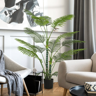 Plante artificielle intérieure 170 cm, palmier arbre artificiel avec pot en plastique et flocage, vert