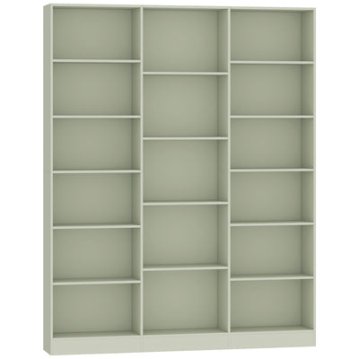 Bibliothèque 6 Niveaux, Étagère de Rangement avec 17 Compartiments et Étagères Réglables, 149 x 23,6 x 188 cm, Vert