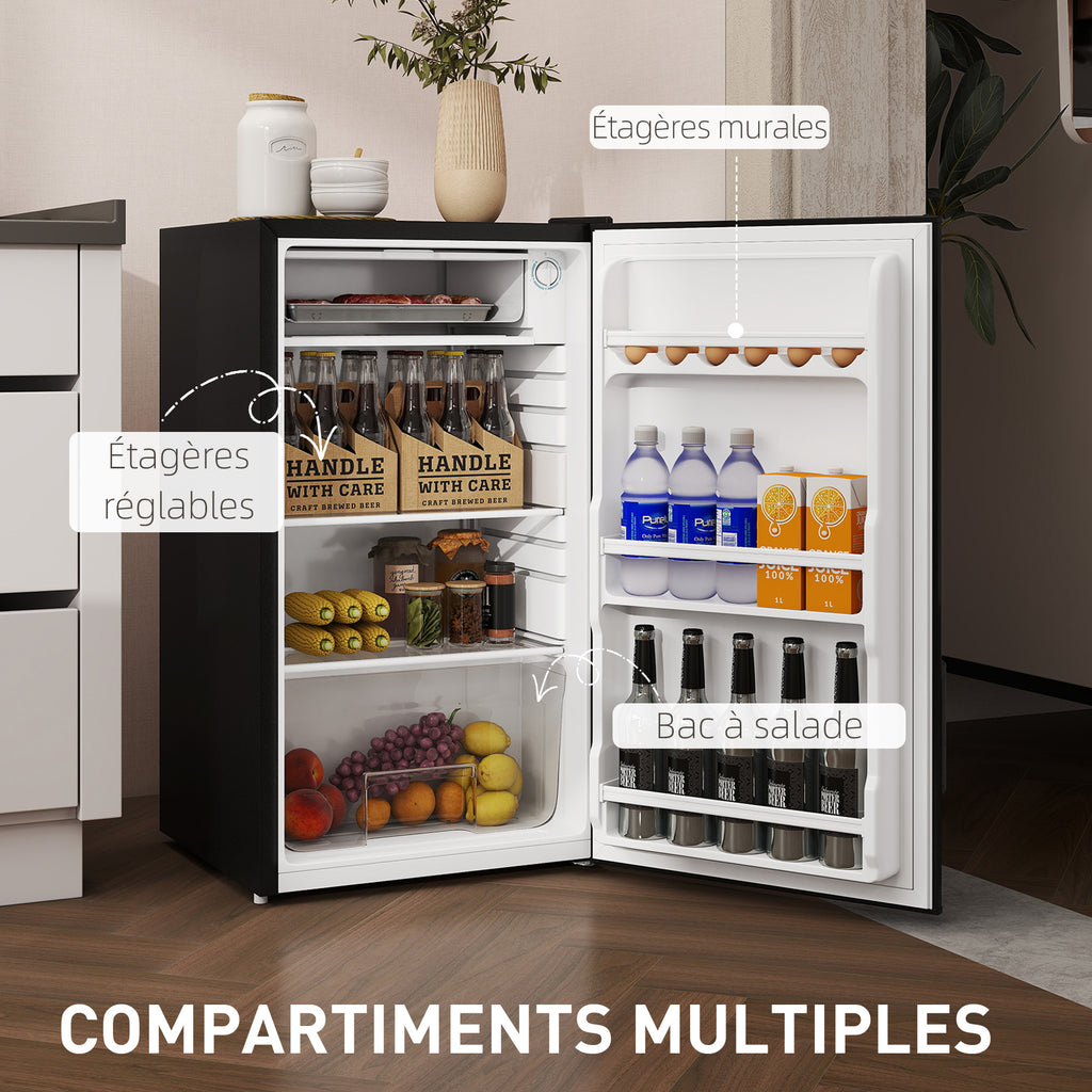 Réfrigérateur congélateur petit réfrigérateur 91 L étagères modulables design sous-comptoir 47,5 x 44,2 x 84 cm noir