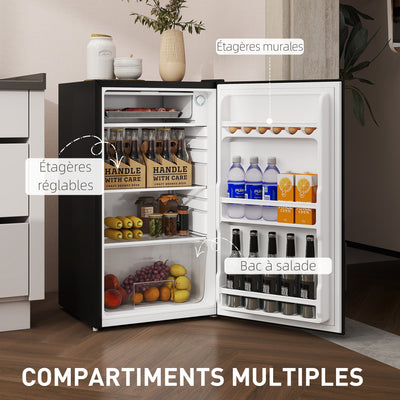 Réfrigérateur congélateur petit réfrigérateur 91 L étagères modulables design sous-comptoir 47,5 x 44,2 x 84 cm noir