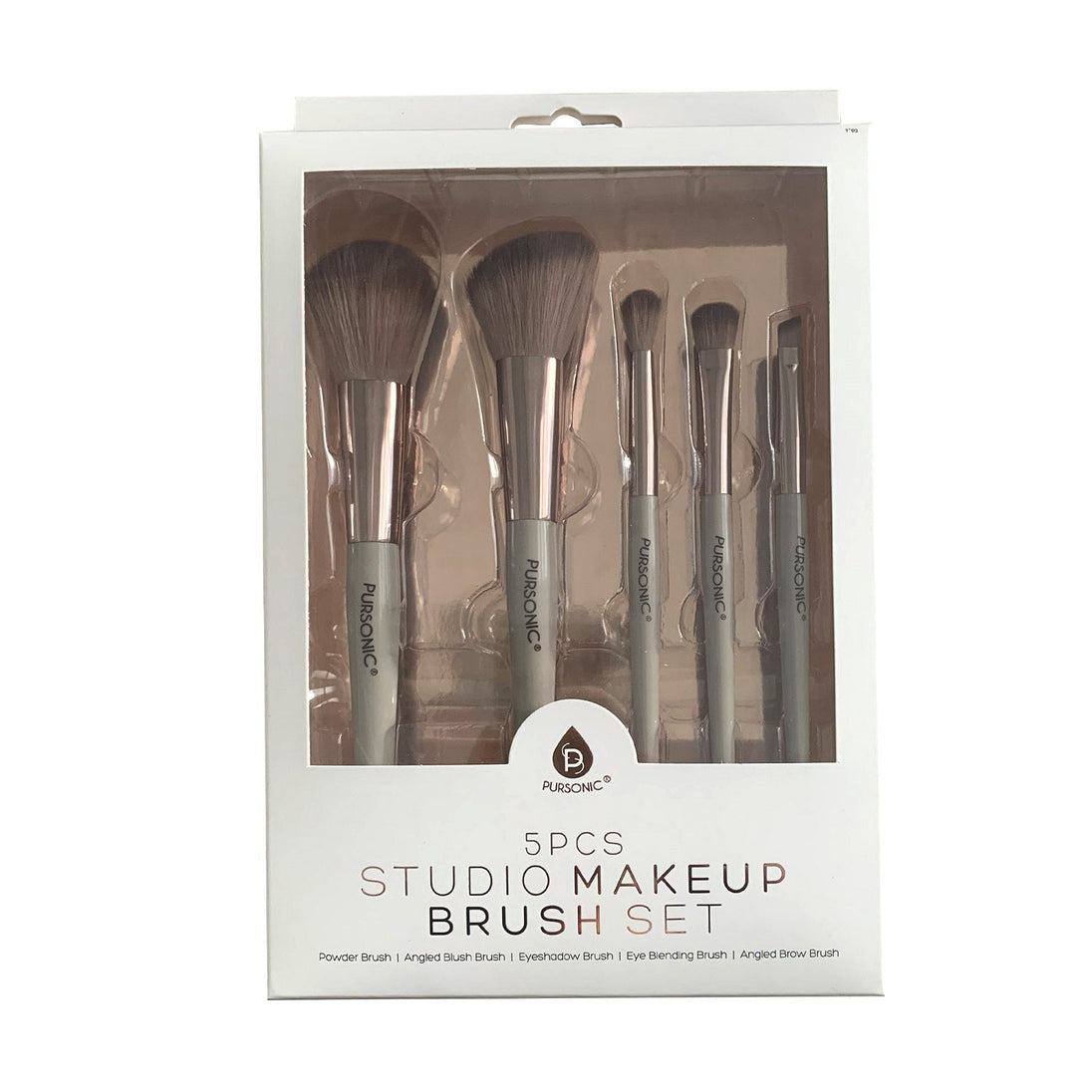 5 Pcs Studio Makeup Brush Set (Rose Gold) Pursonic