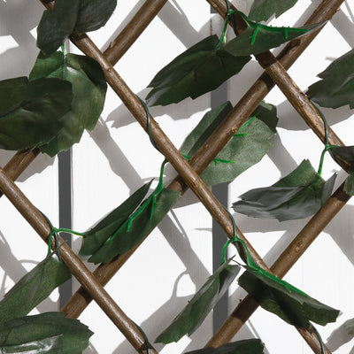 Haie artificielle feuilles murale brise-vue 2 panneaux longueur ajustable 295 x 70 cm treillis extensible en PE vert