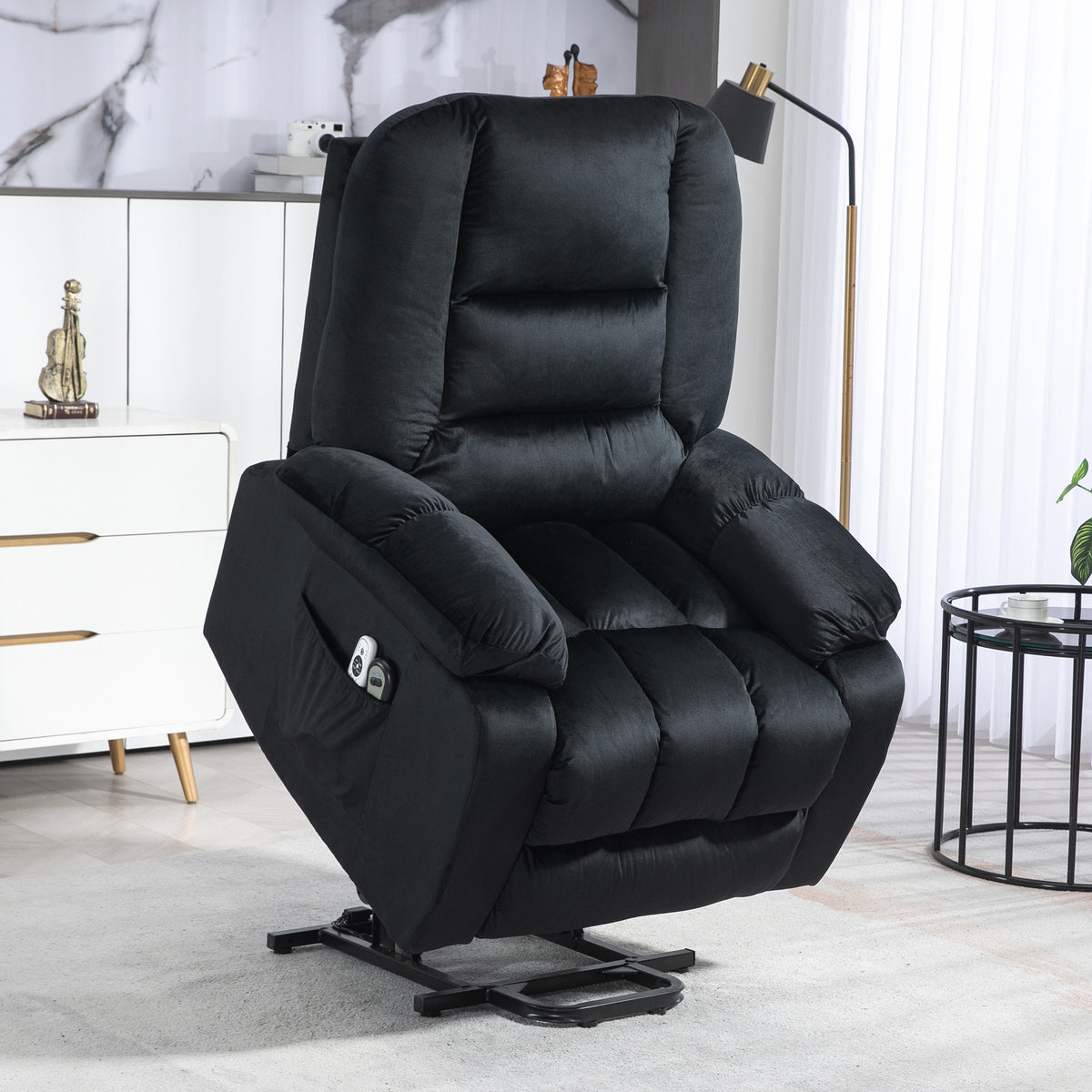 Fauteuil releveur électrique fauteuil de relaxation inclinable 8 points de massage vibrants 85 x 94 x 107 cm noir