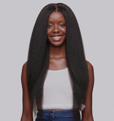 Perruque avec closure raie au milieu ou de côté en cheveux brésiliens kinky straight - Cheridan