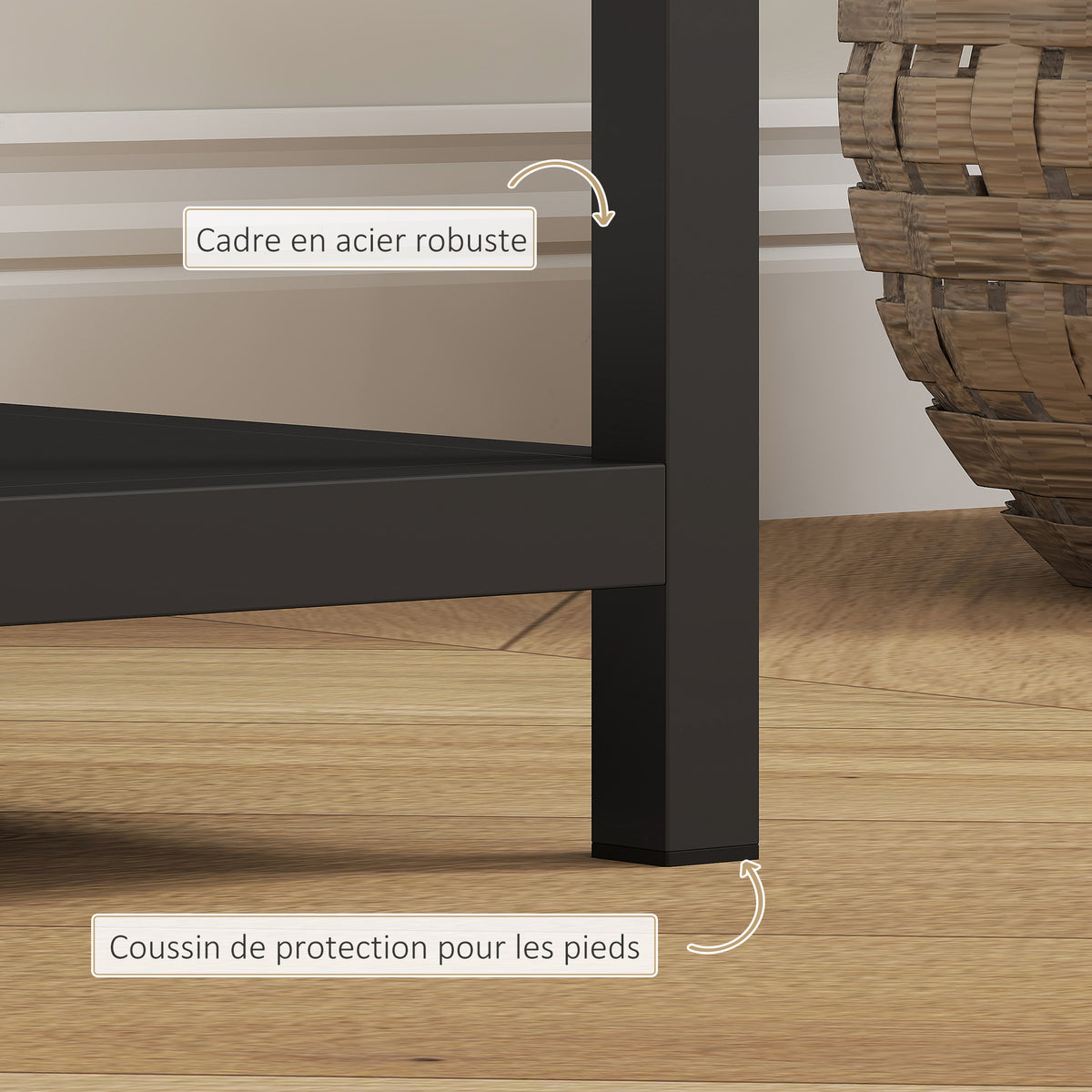 Console meuble étroite à 4 niveaux style industriel cadre en acier, 110 x 30 x 75 cm, noir