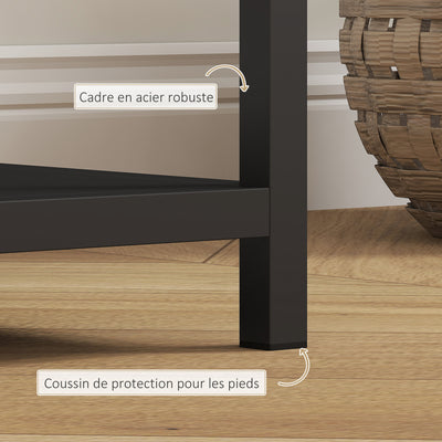 Console meuble étroite à 4 niveaux style industriel cadre en acier, 110 x 30 x 75 cm, noir