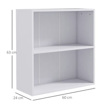 Bibliothèque étagère de rangement avec 2 compartiments et étagère réglable, 60 x 24 x 63 cm, blanc