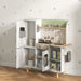 Cuisine enfant 3-8 ans jeu d'imitation avec machine à glaçons, évier mobile en acier inoxydable 84 x 34 x 89 cm blanc Aosom
