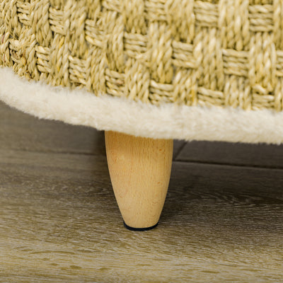 Panier rond chien sur pieds style cosy chic grand confort coussin moelleux intégré Ø 48 x 24,5H cm beige