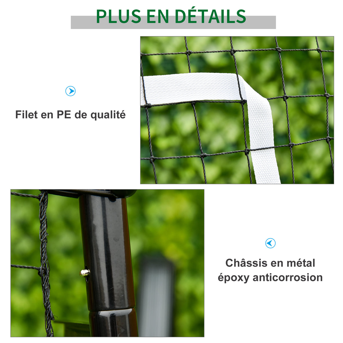 Filet de rebond de football ajustable hauteur angle réglables rebondeur pour football pliable cible sardines de fixation fournies 123 x 73 x 178,5 cm noir blanc