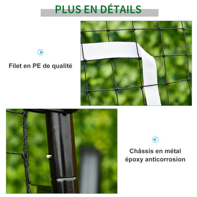 Filet de rebond de football ajustable hauteur angle réglables rebondeur pour football pliable cible sardines de fixation fournies 123 x 73 x 178,5 cm noir blanc