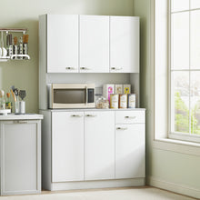 Buffet de cuisine armoire de cuisine contemporaine multi-rangements 6 portes 1 tiroir + grand plateau