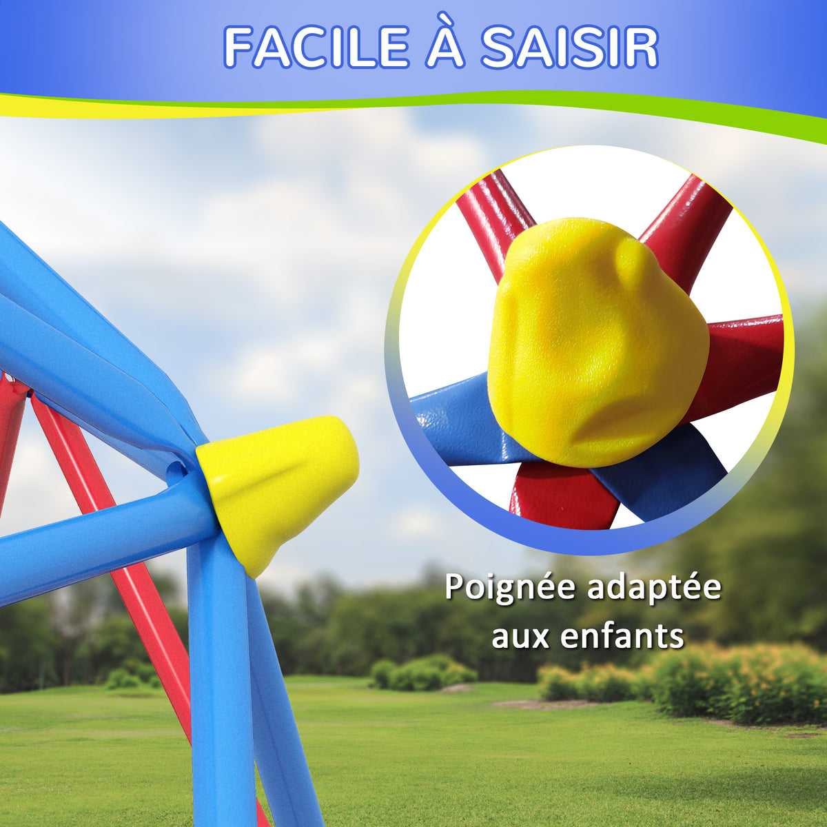 Dôme d'escalade enfant cage d'escalade structure en métal charge max. 180 kg assemblage facile 183 cm multicolore