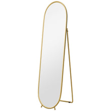 Grand miroir sur pied, miroir ovale, cadre en métal doré, avec support pour entrée, chambre, dressing, 40 x 160 cm