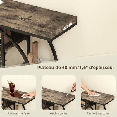 Table Console d'Entrée Meuble d'Entrée Industrielle 6 Étagères Rangement Plateau 4cm 100 x 30 x 81,5cm Marron Rustique
