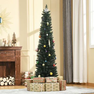 Sapin de Noël artificiel 180 cm, arbre de Noël slim avec 380 pointes de branche, support en métal pliable, vert