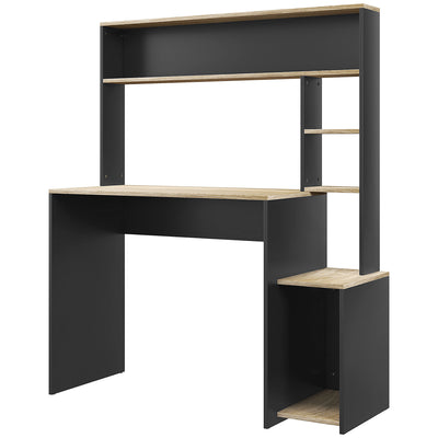 Bureau multi-rangements avec étagères, support pour unité centrale, grand bureau, 114L x 45l x 138H cm