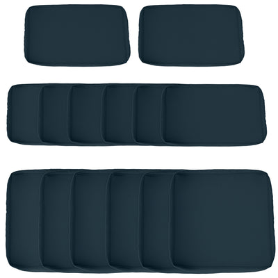 Lot de 14 Housses de Rechange Coussins Salon de Jardin - 6 Housses Coussin d'assise, 8 Housses Coussin Dossier Bleu