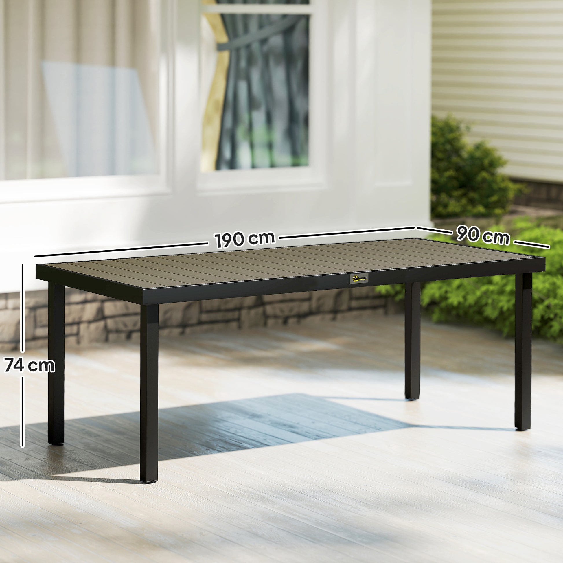Table de jardin rectangulaire pour 8 personnes en aluminium table de salle à manger extétieur plateau PE à lattes